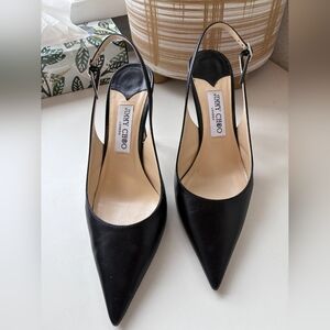Jimmy Choo Black Pointed Slingback Heels